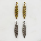 39mmx8mm Pewter Surfboard Charm Beach Ocean Charm Antique Gold (2pc)
