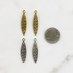 39mmx8mm Pewter Surfboard Charm Beach Ocean Charm Antique Gold (2pc)