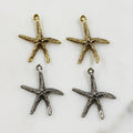 33mmx29mm Pewter Starfish Charm Beach Ocean Charm Antique Gold (2pc)