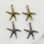 33mmx29mm Pewter Starfish Charm Beach Ocean Charm Antique Gold (2pc)