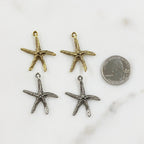 33mmx29mm Pewter Starfish Charm Beach Ocean Charm Antique Gold (2pc)