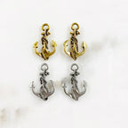 Pewter Anchor with Detailed Rope Charm Nautical Ocean Antique (2pc)