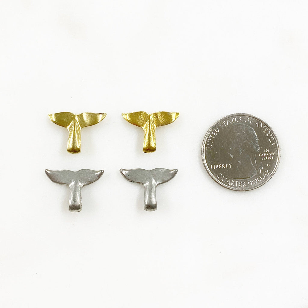 12mmx17mm Pewter Whale Tail Charm Beach Ocean Animal Charm Antique Gold (2pc)