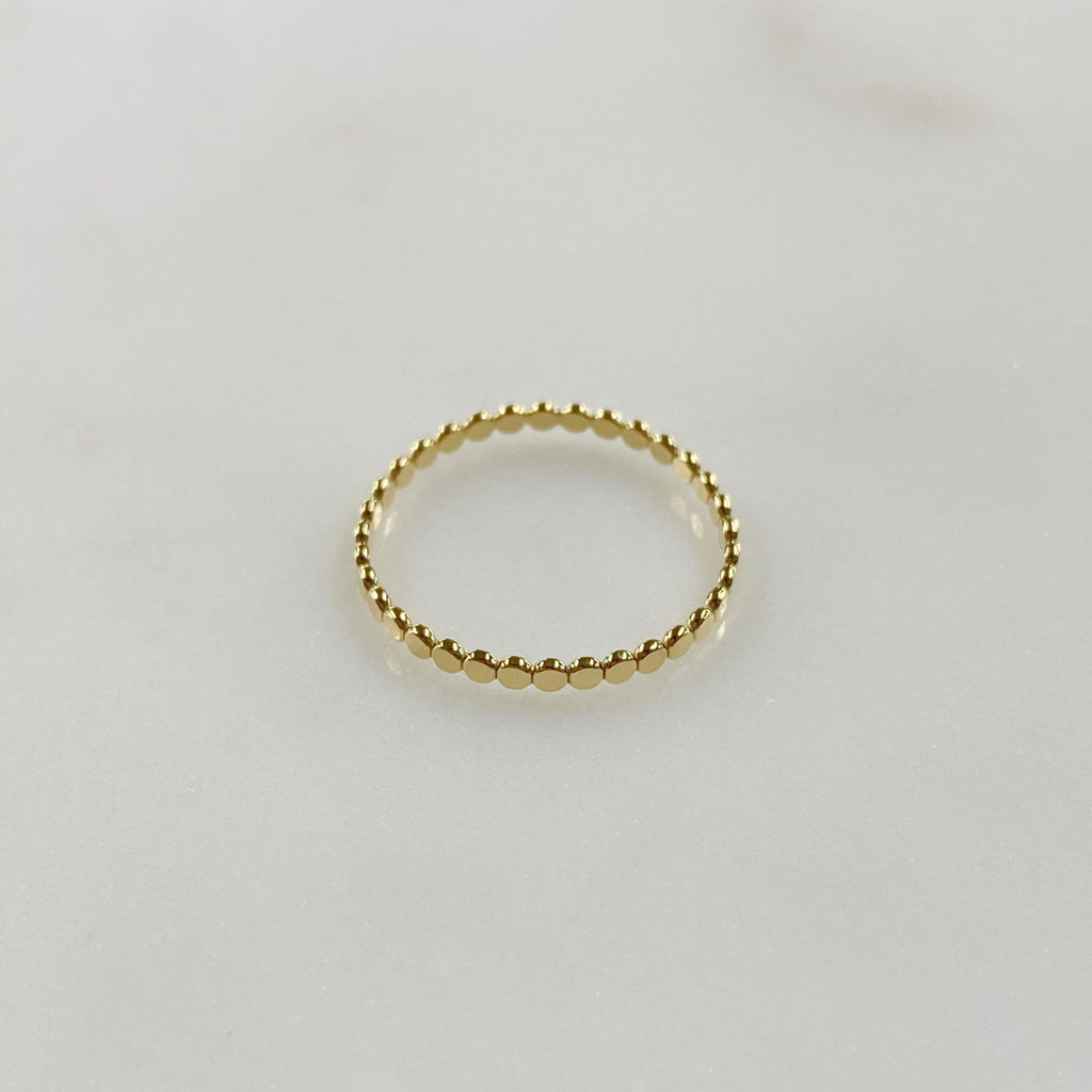 1.9mm 14K Gold Filled Flat Beaded Ring 7 for 8 Stackable Thin Ready to Wear
