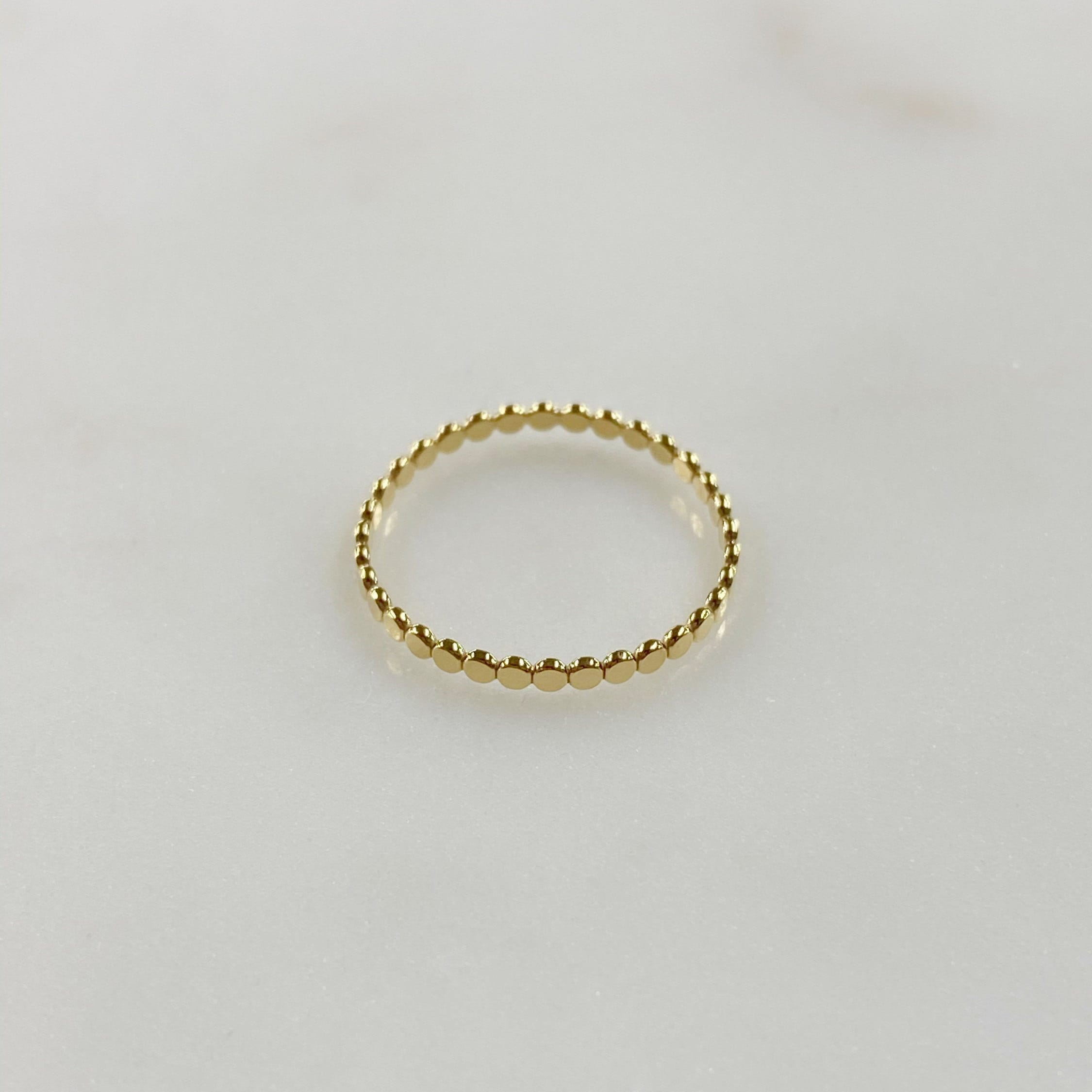 1.9mm 14K Gold Filled Flat Beaded Ring 7 for 8 Stackable Thin Ready to Wear