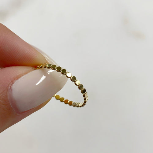 1.9mm 14K Gold Filled Flat Beaded Ring 7 for 8 Stackable Thin Ready to Wear