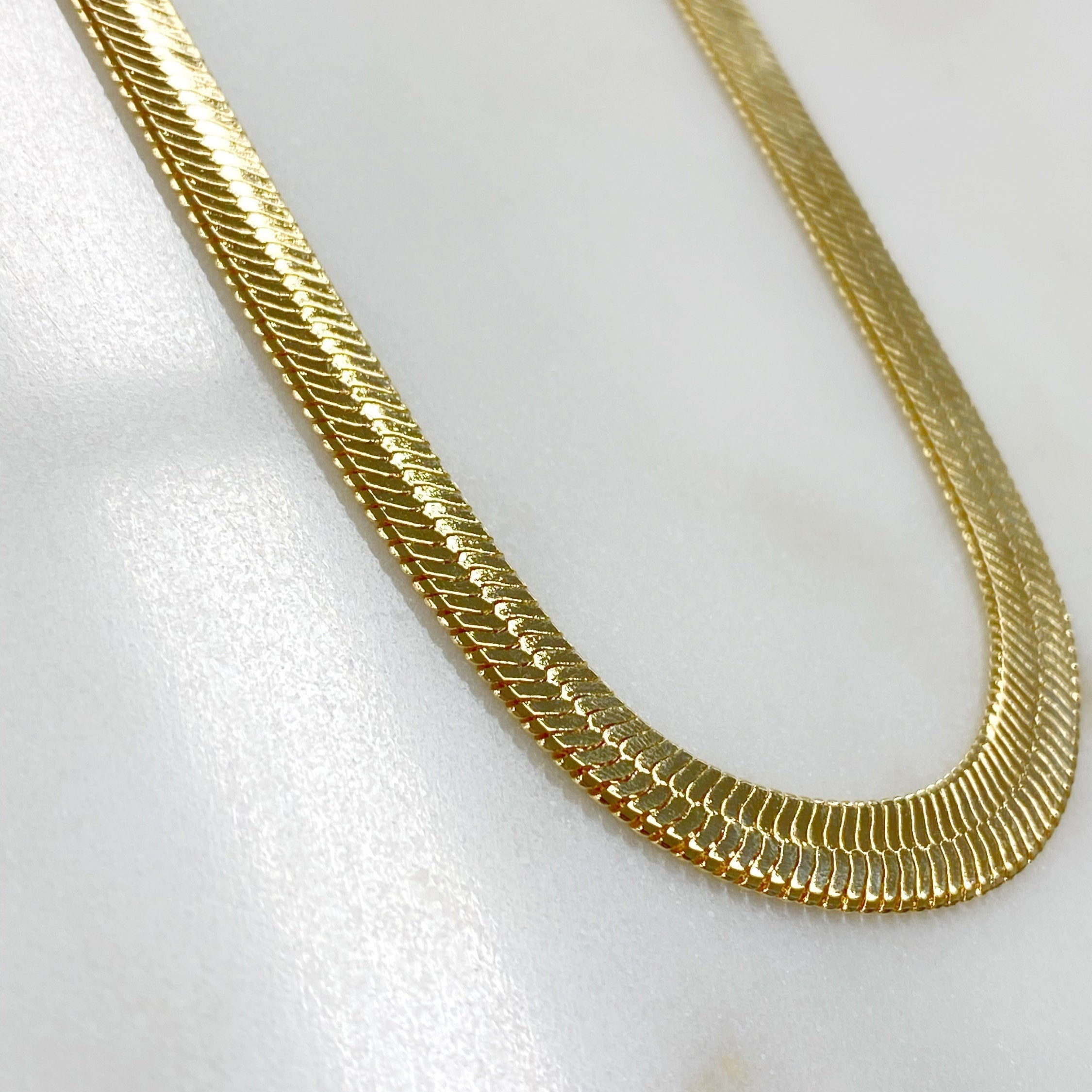 18K Gold Filled Ready to Wear Thick Herringbone Chain Necklace 7mm