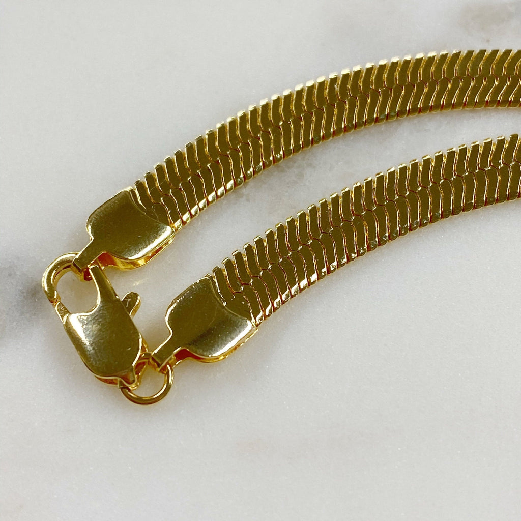 18K Gold Filled Ready to Wear Thick Herringbone Chain Necklace 7mm