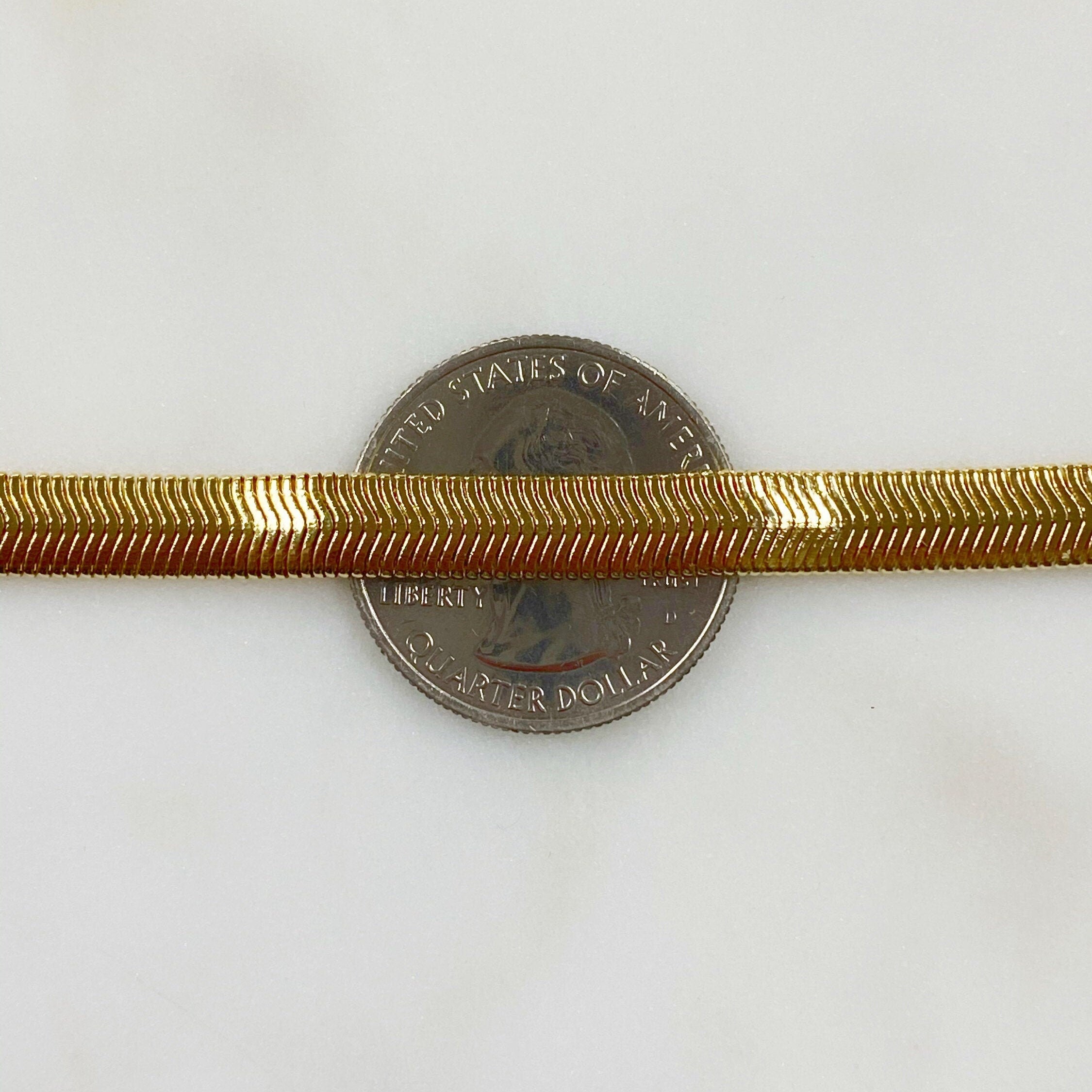 18K Gold Filled Ready to Wear Spiral Thick Herringbone Chain 6mm in 16