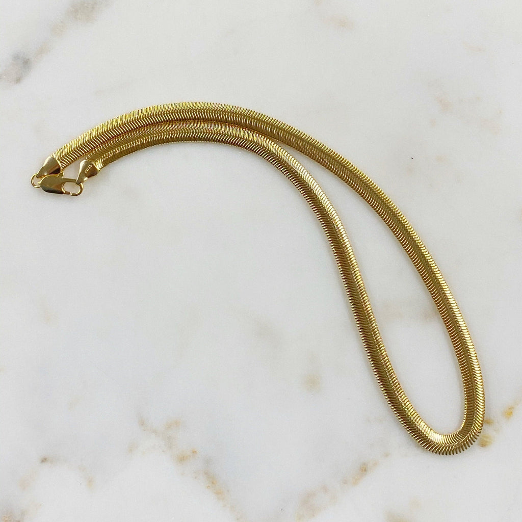 18K Gold Filled Ready to Wear Spiral Thick Herringbone Chain 6mm in 16