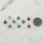 Gold Plated Small Raw Nugget Gemstone Charm Small Pendant 1 Loop