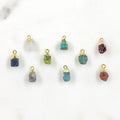 Gold Plated Small Raw Nugget Gemstone Charm Small Pendant 1 Loop