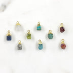 Gold Plated Small Raw Nugget Gemstone Charm Small Pendant 1 Loop