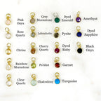 Sterling Silver or Gold Plated Tiny Round Gemstone Faceted Bezel Charm