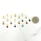 Sterling Silver or Gold Plated Tiny Round Gemstone Faceted Bezel Charm