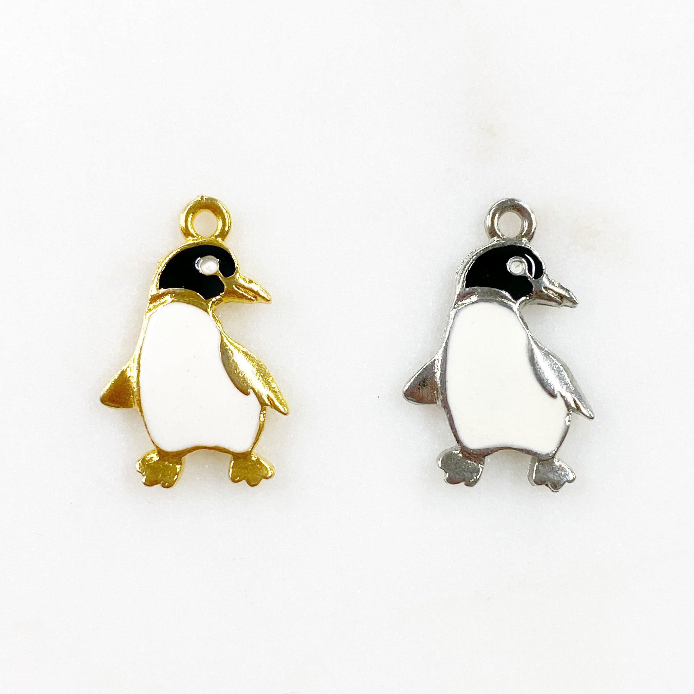 Pewter Penguin Enamel Charm Gold or Silver Animal Charms