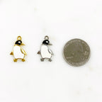 Pewter Penguin Enamel Charm Gold or Silver Animal Charms