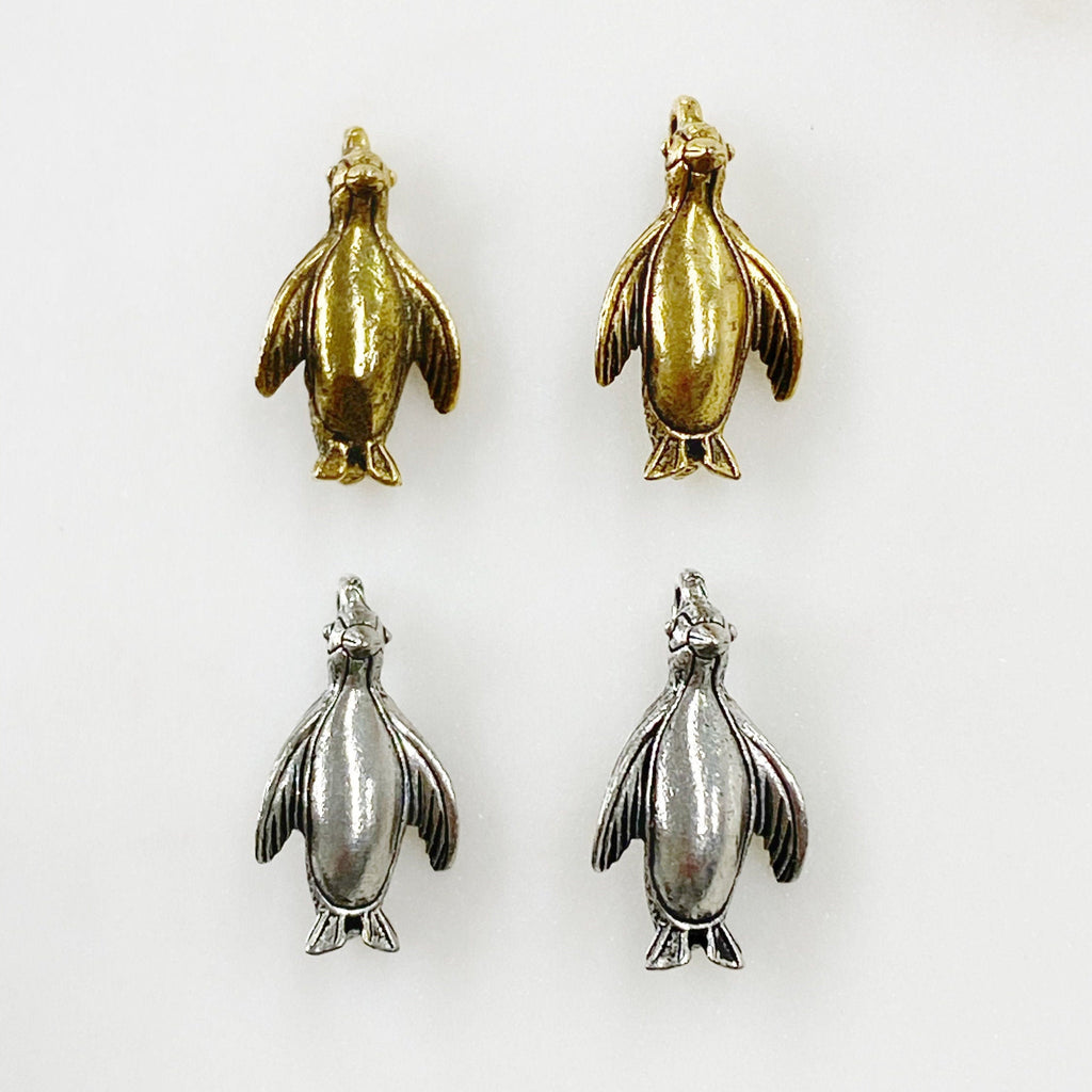 Pewter Standing Penguin Charm Antique Gold or Antique Silver