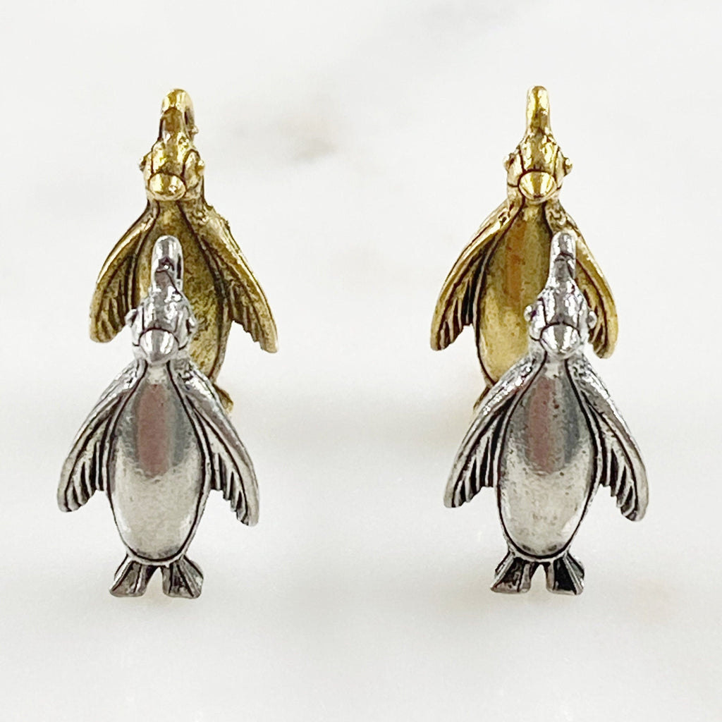 Pewter Standing Penguin Charm Antique Gold or Antique Silver