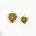 Gold Plated Heart Shaped 16K Locket Charm Cubic Zirconia Center
