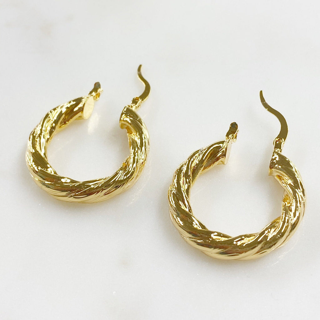 18K Gold Filled 30mm Twisted Rope Hoops (2pc)