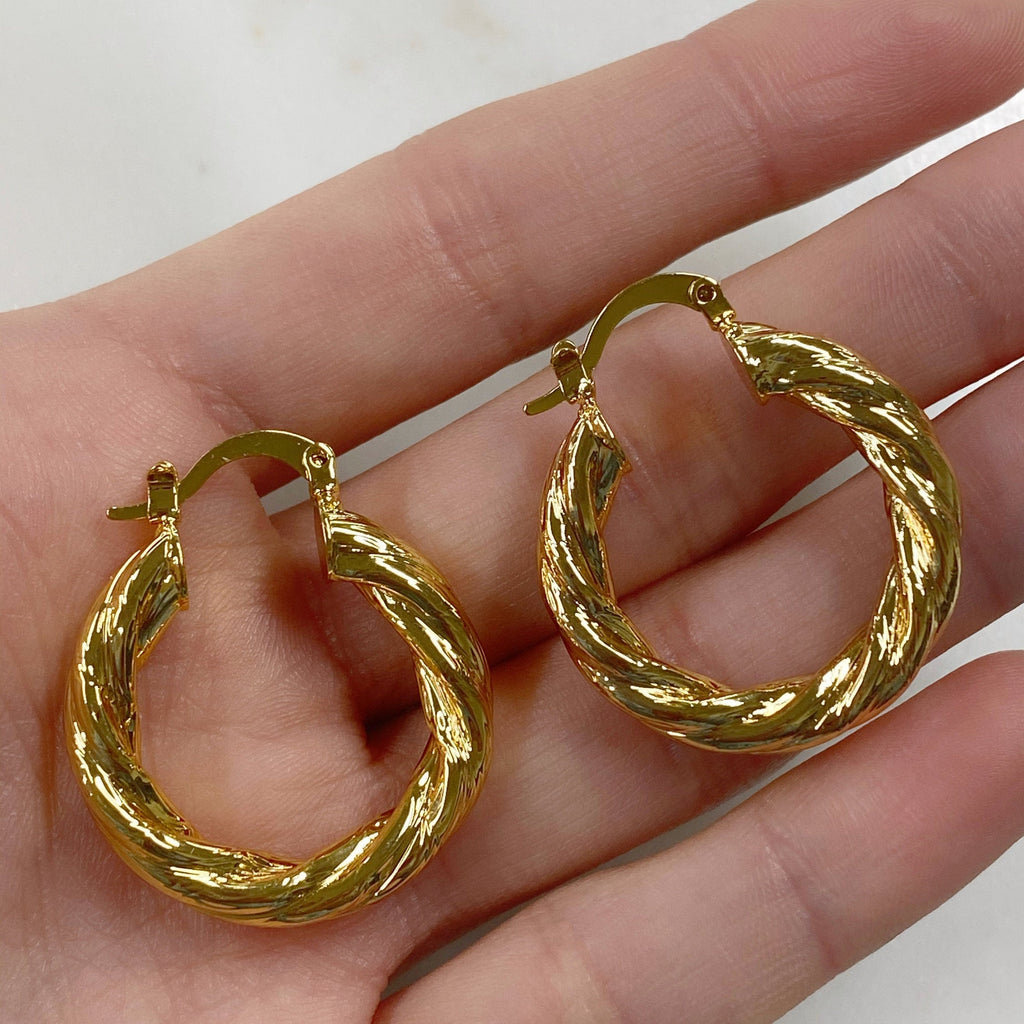 18K Gold Filled 30mm Twisted Rope Hoops (2pc)