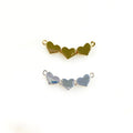 Base Metal Three Linked Hearts Charm Gold or Silver Tiny Gold