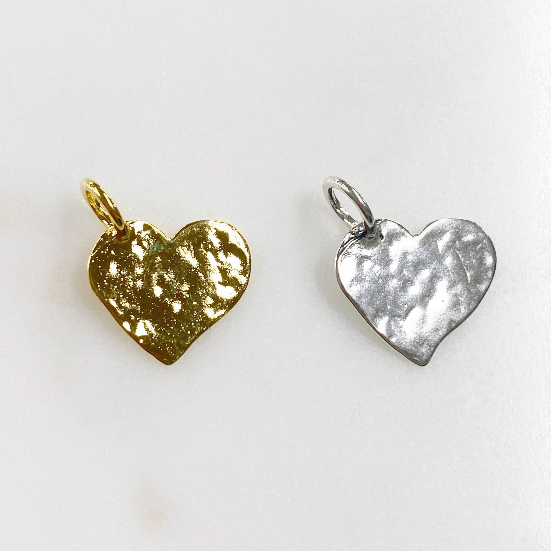 Sterling Silver or Vermeil Hammered Heart Charm Choose Your Style or Heart