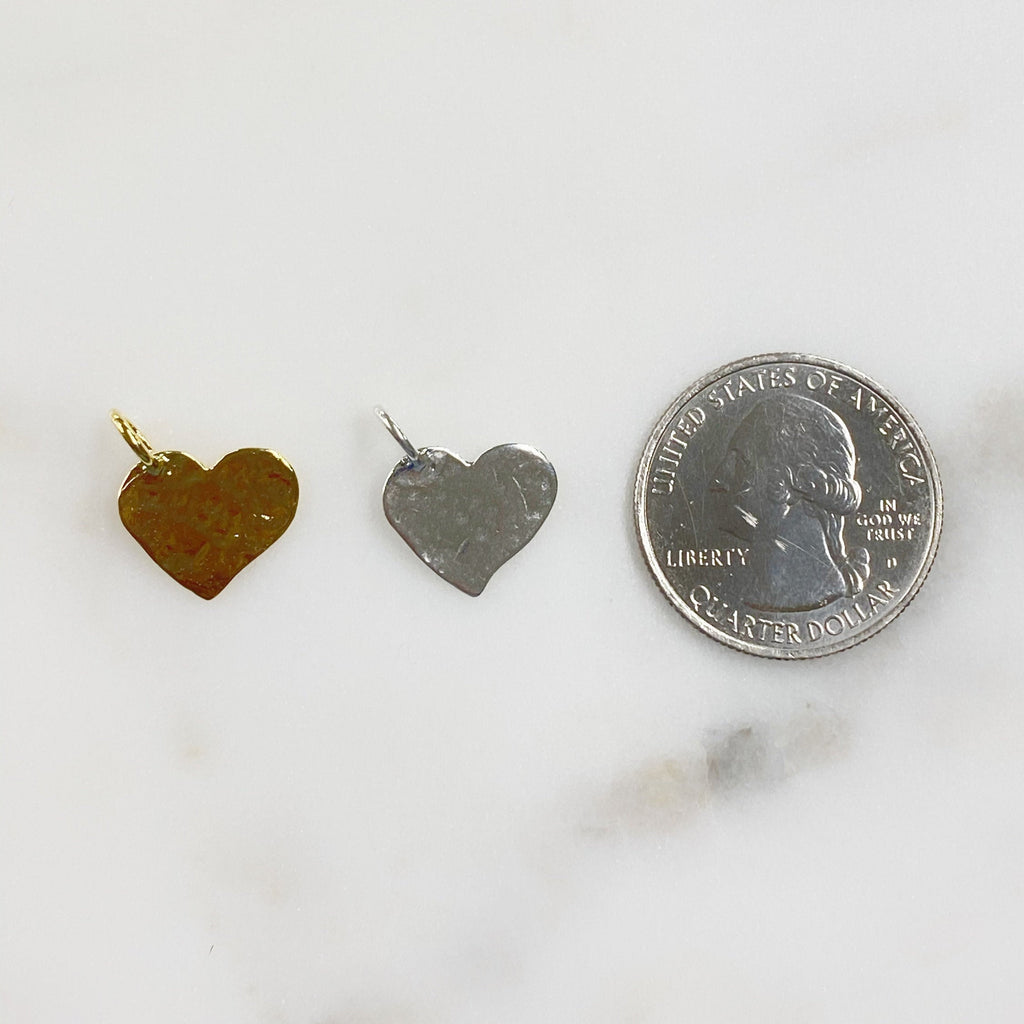 Sterling Silver or Vermeil Hammered Heart Charm Choose Your Style or Heart