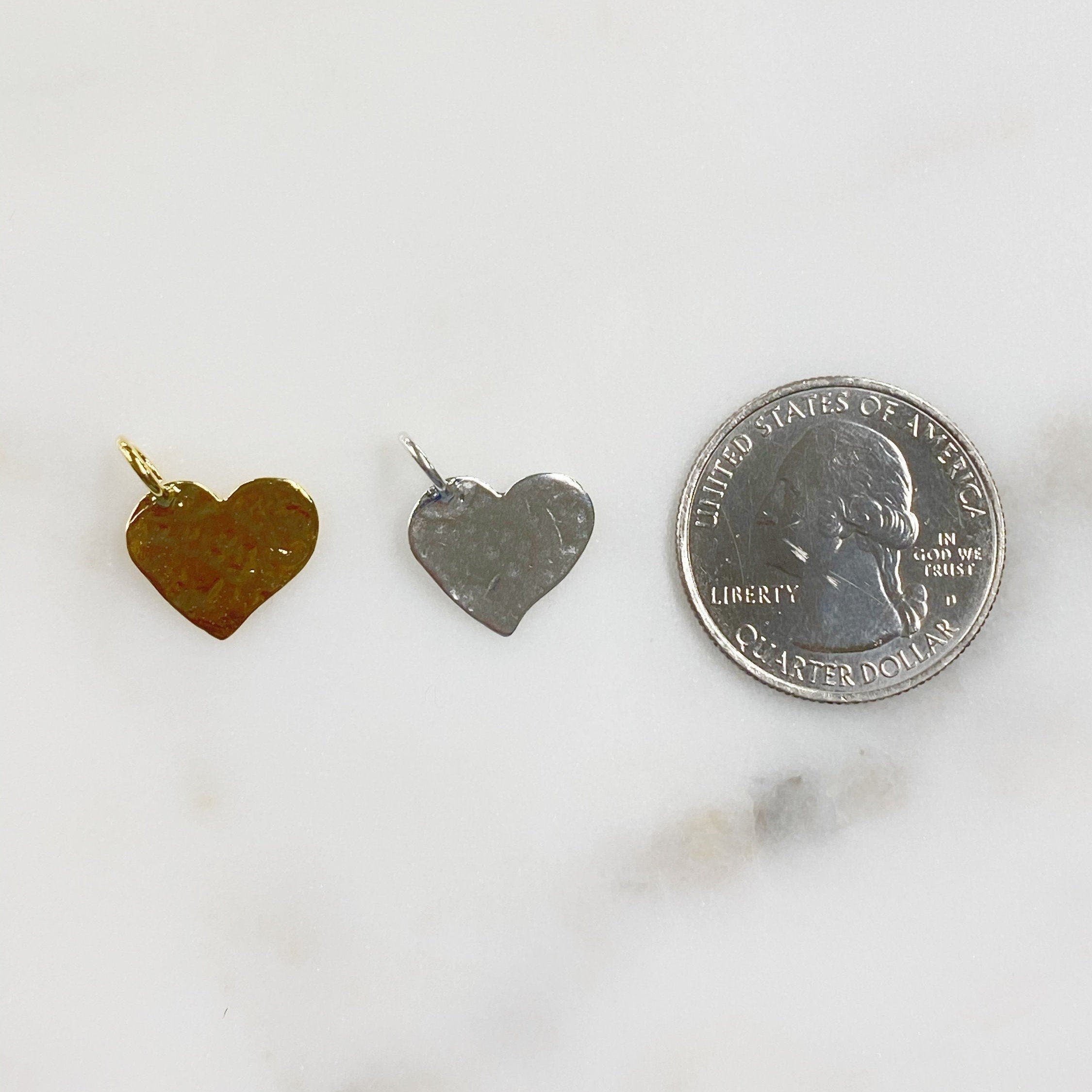 Sterling Silver or Vermeil Hammered Heart Charm Choose Your Style or Heart