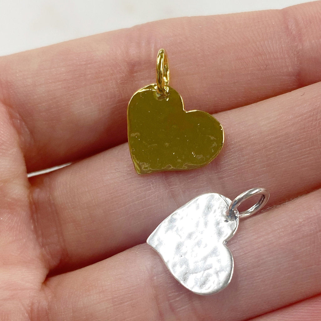 Sterling Silver or Vermeil Hammered Heart Charm Choose Your Style or Heart