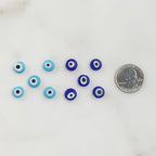 10mm Glass Evil Eye Beads Light Blue Dark Blue or White (5pc)