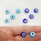 10mm Glass Evil Eye Beads Light Blue Dark Blue or White (5pc)