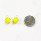 Yellow Glass Lemon Charm Juicy Fruit Charm Glass Charm (2pc)