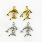 22mmx21mm Pewter Dolphin & Baby Charm Antique Gold or Antique Silver (2pc)