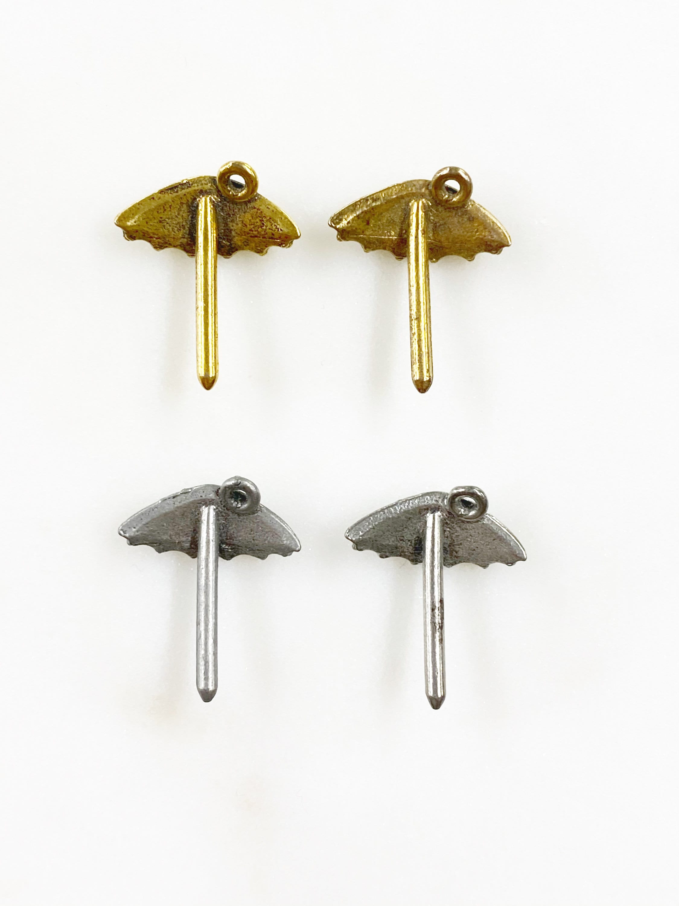 Pewter Umbrella Charm Beach Ocean Charms Antique Gold (4pc)
