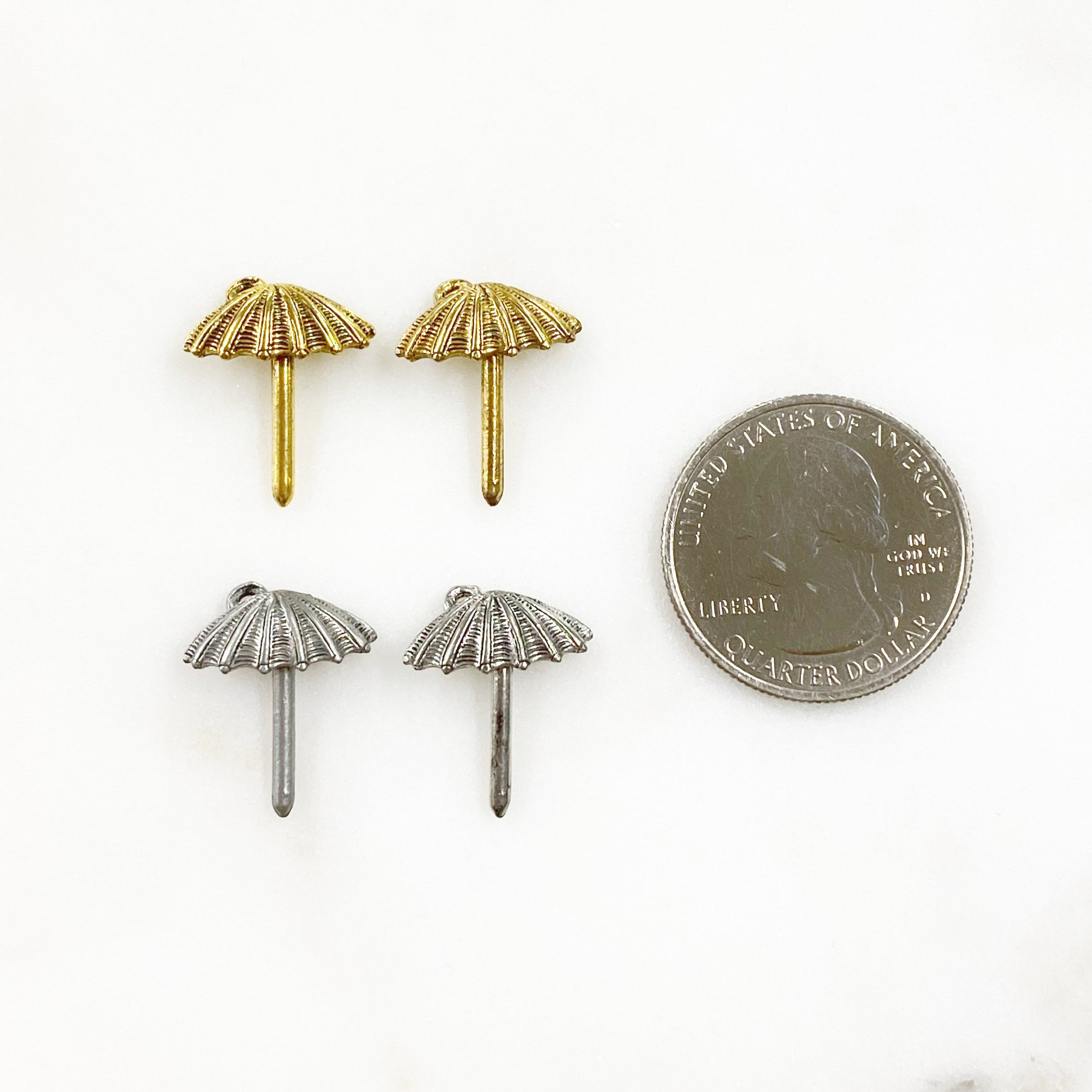 18mmx15mm Pewter Umbrella Charm Beach Ocean Charms Antique Gold (4pc)