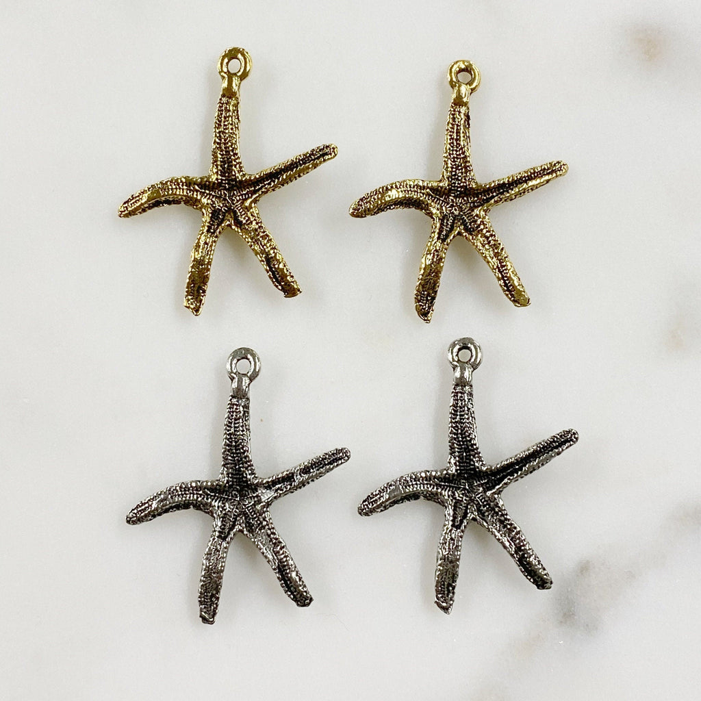 33mmx29mm Pewter Starfish Charm Beach Ocean Charm Antique Gold (2pc)