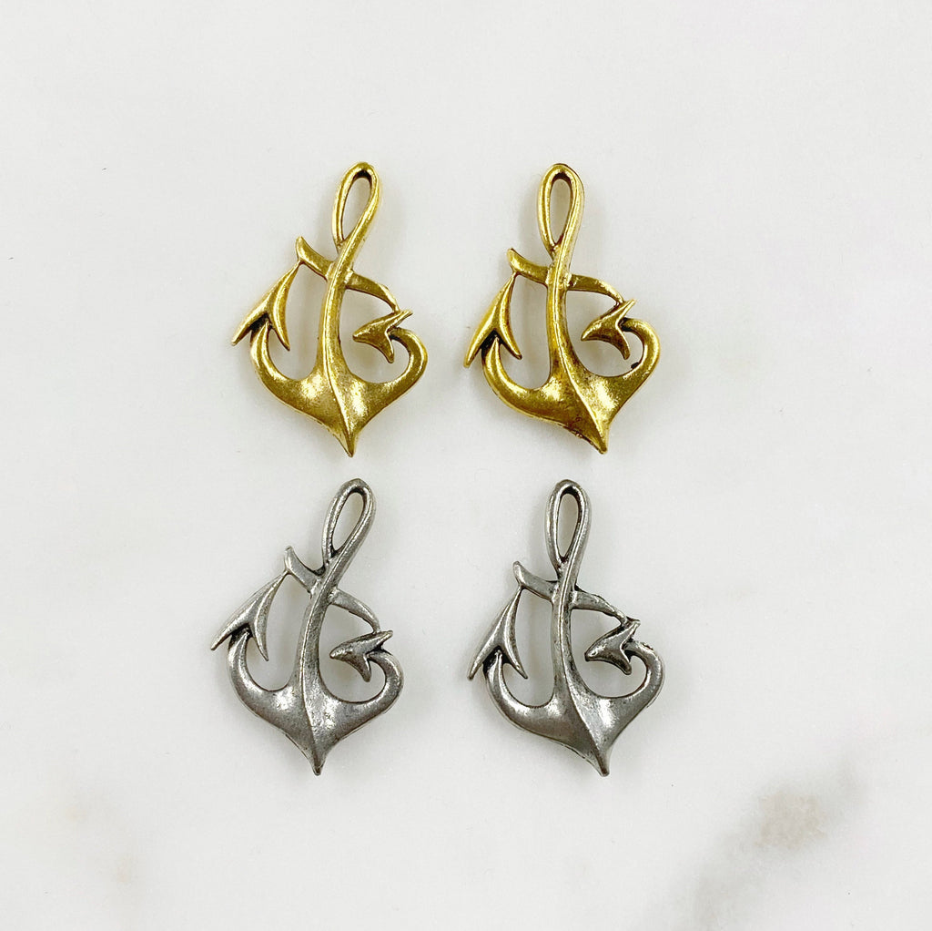 33mmx22mm Pewter Anchor Charm Nautical Ocean Charms Antique Gold (2pc)