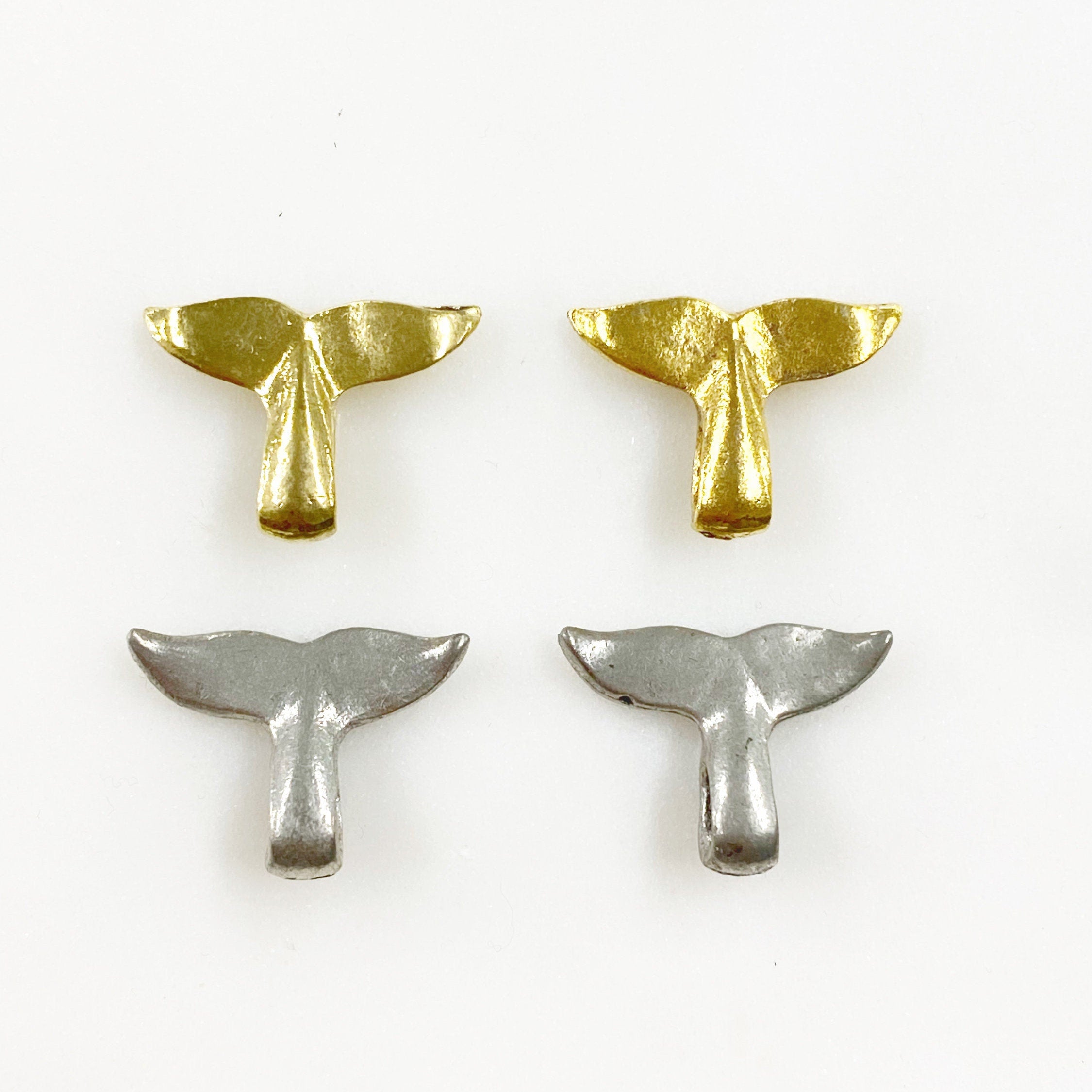 12mmx17mm Pewter Whale Tail Charm Beach Ocean Animal Charm Antique Gold (2pc)