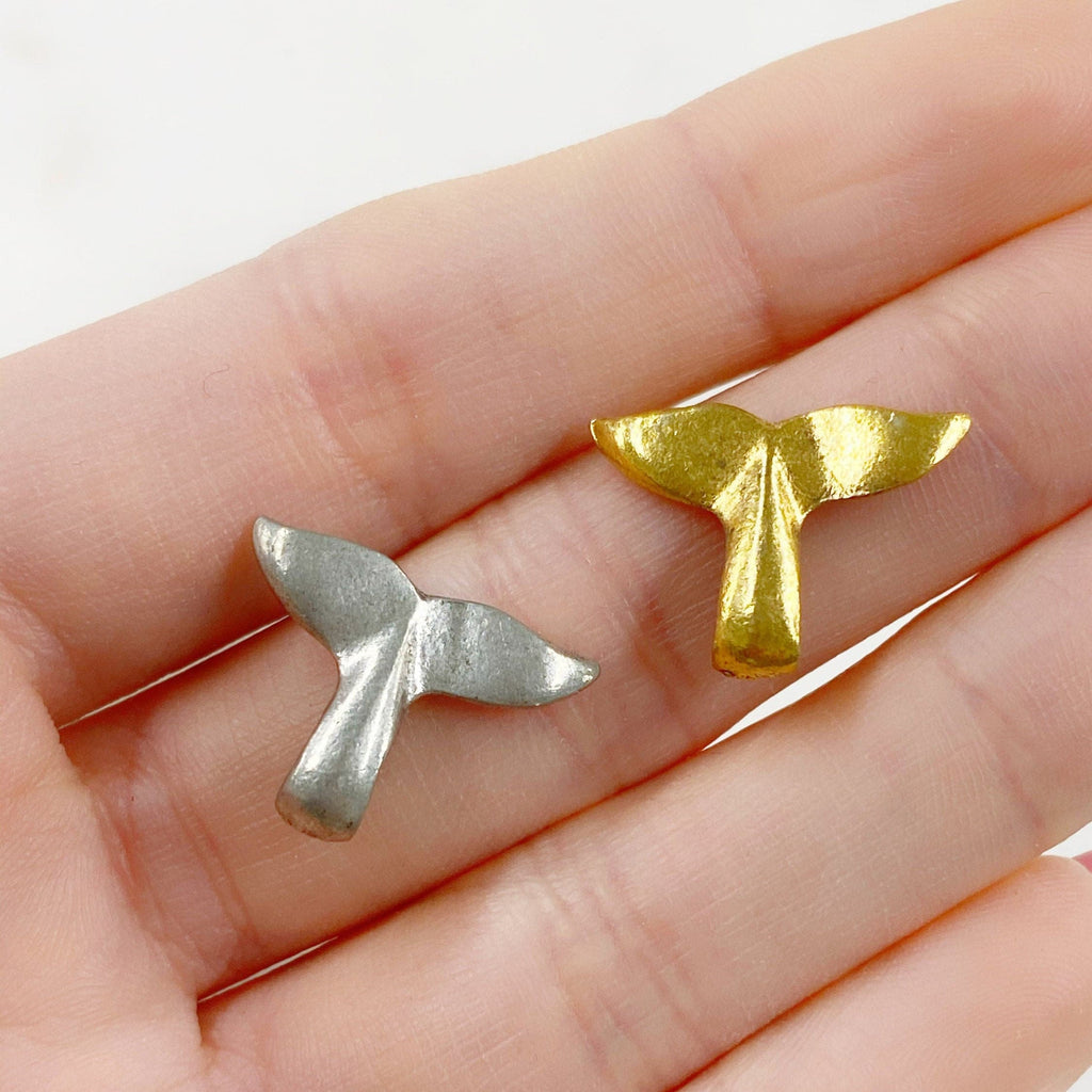 12mmx17mm Pewter Whale Tail Charm Beach Ocean Animal Charm Antique Gold (2pc)