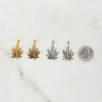 Pewter Large Marijuana Leaf Charm Antique Gold or Silver Pot (2pc)