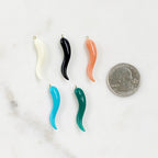 Gold Plated Acrylic Italian Horn Cornicello Charm Good Luck (2pc)