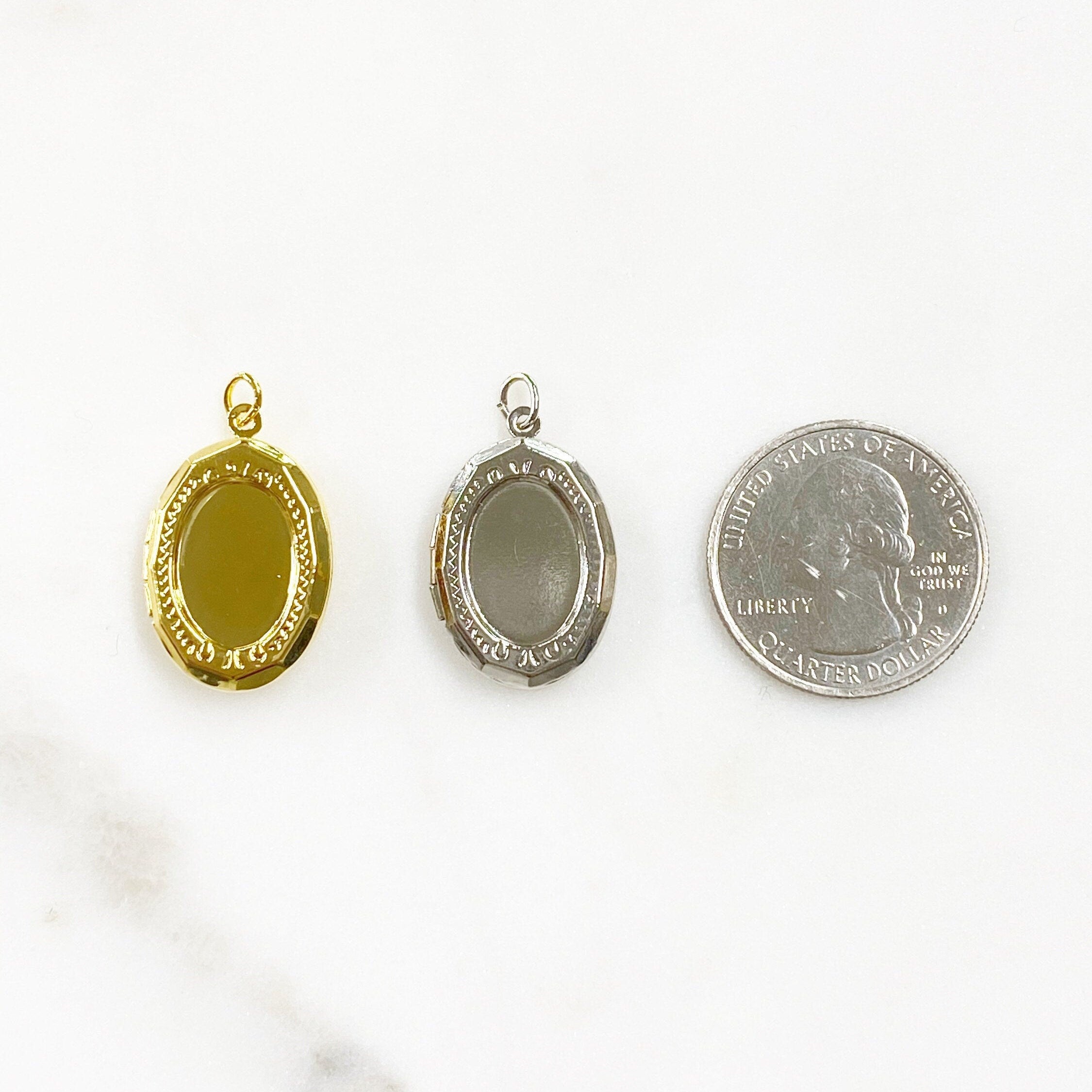 24mmx16mm Base Metal Oval Vintage Inspired Locket Gold or Silver Locket Charm