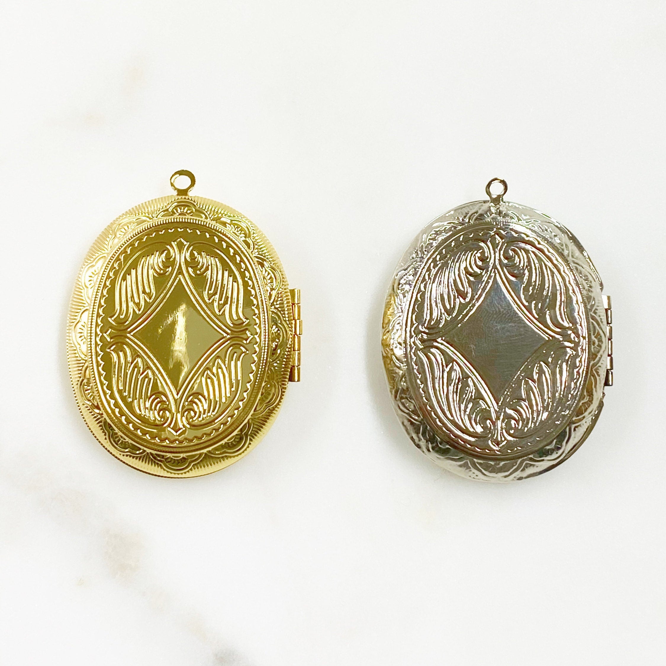 Base Metal Extra Large Oval Vintage Inspired Locket Gold or Silver
