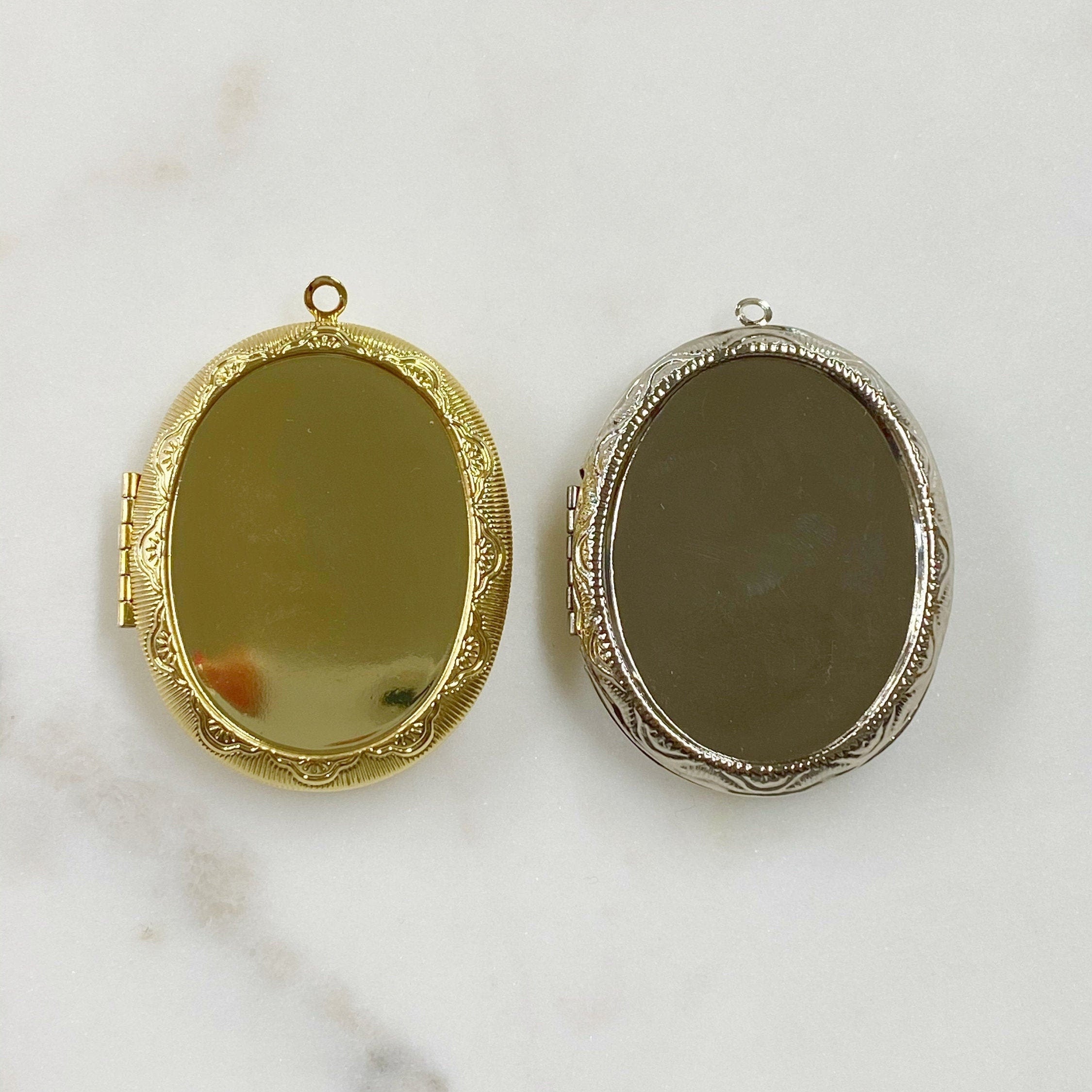Base Metal Extra Large Oval Vintage Inspired Locket Gold or Silver
