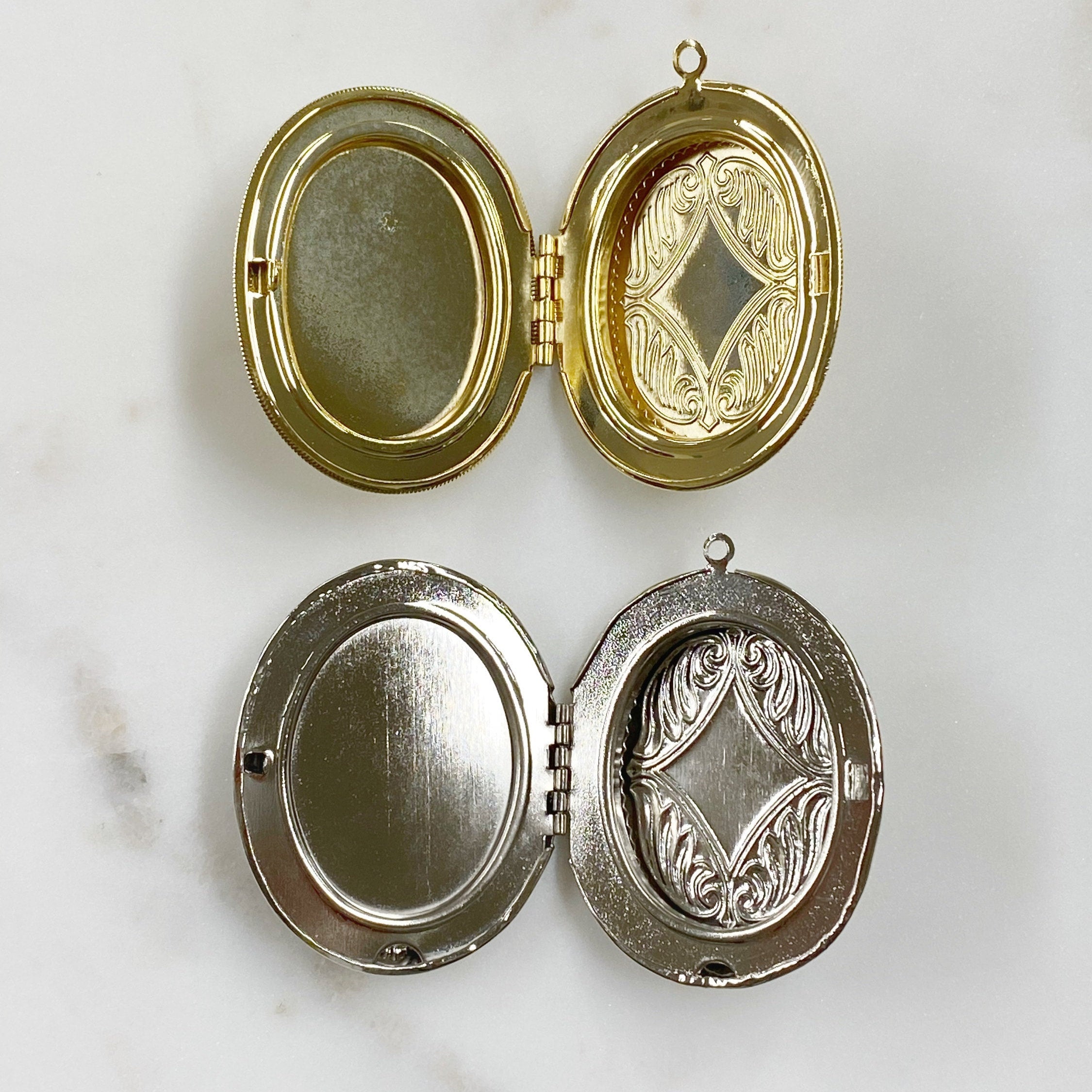 Base Metal Extra Large Oval Vintage Inspired Locket Gold or Silver