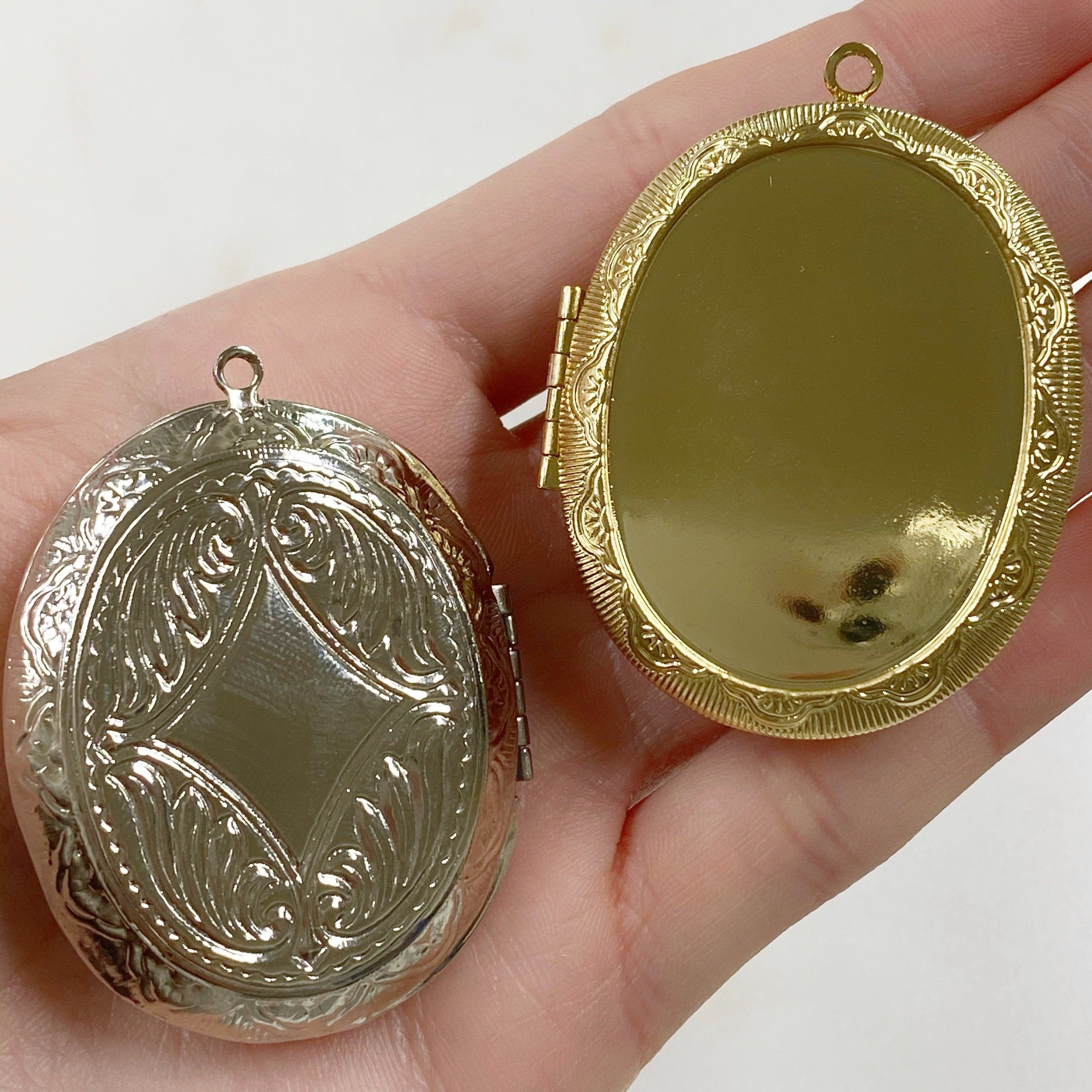 Base Metal Extra Large Oval Vintage Inspired Locket Gold or Silver