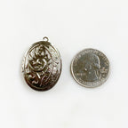 Base Metal Silver Detailed Oval Locket Charm Friendship & Love