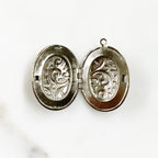 Base Metal Silver Detailed Oval Locket Charm Friendship & Love